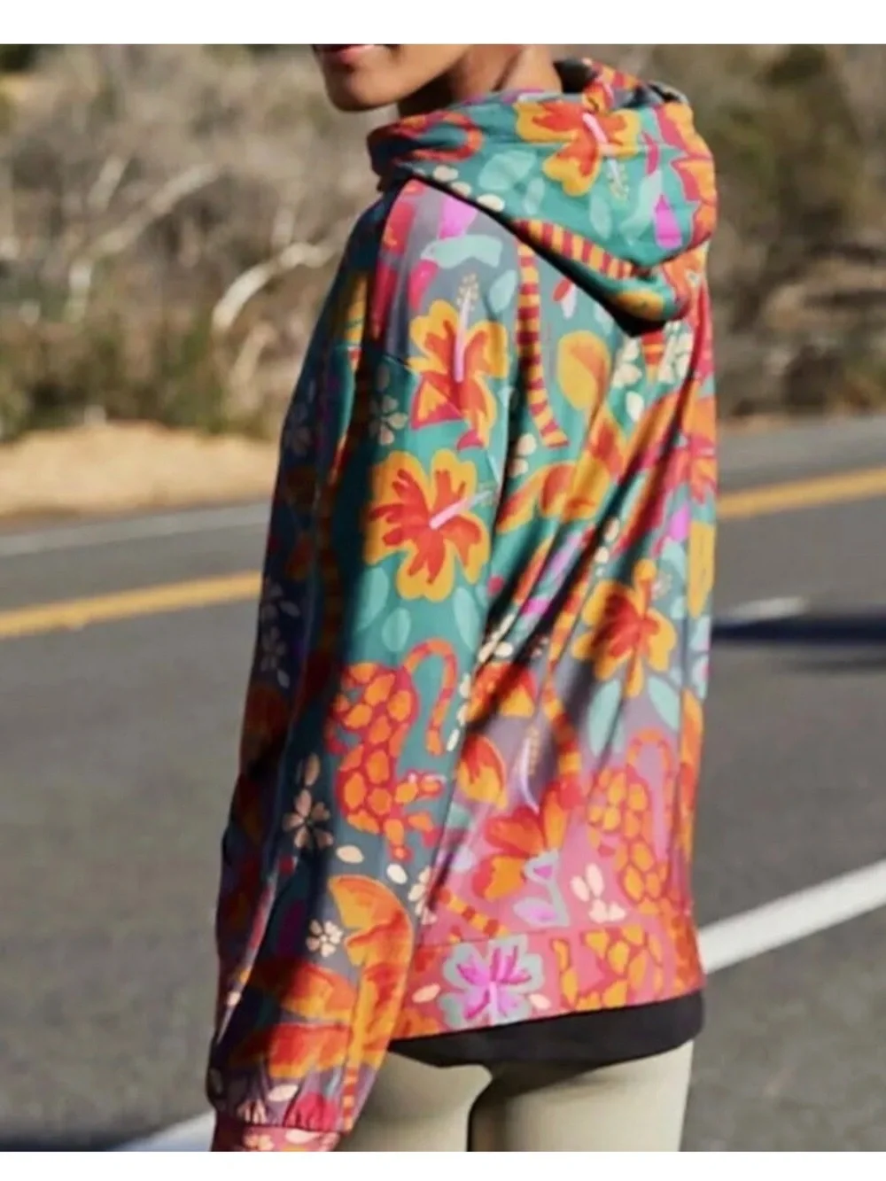 FARM Rio Teal & Pink Floral Pullover Hoodie